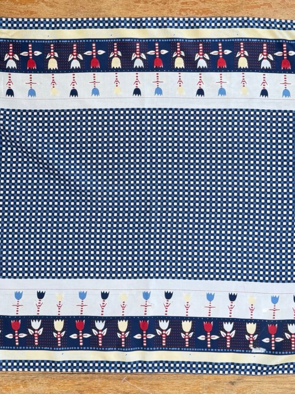 Vintage Tulip Scarf Pure Silk Red White Blue 1960s Square 21 x 21 Made Germany